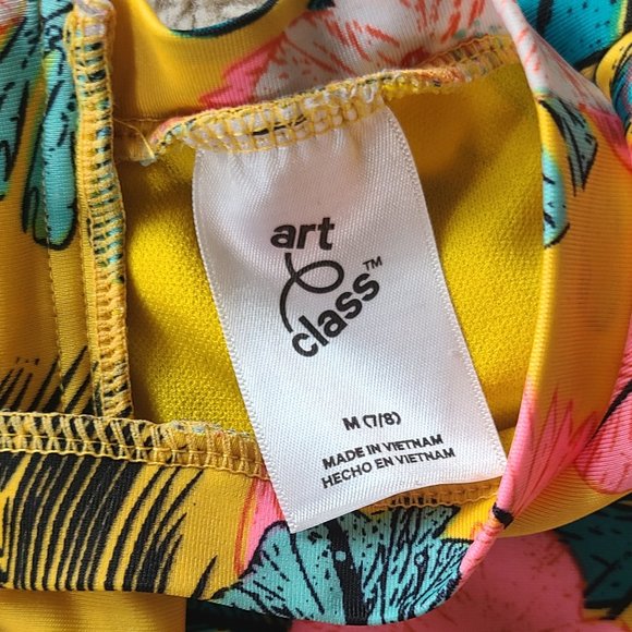 Girls Tropical Yellow One-Piece Swimsuit | Art Class™ | Size Medium - Picture 4 of 6